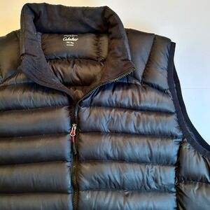 Cabelas Mens 2XL Black 750 Fill Power Goose Down Puffer Vest Insulated Outdoor